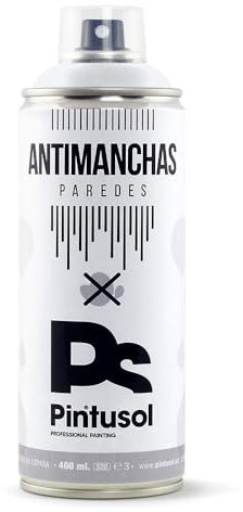 PINTUSOL Bombe Peinture Anti-Taches Mur Blanc, Acrylique Blanche Haute Opacité, Anti-Moisissure Anti-Humidité, Application Facile, Spray Professionnel Anti Taches Murs Intérieur Extérieur 400ml