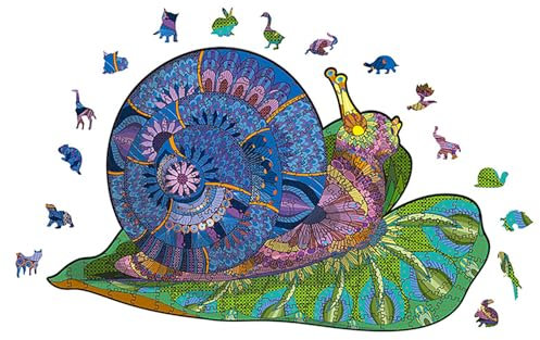 Holzsammlung Schnecke Holzpuzzle Einzigartige Tierform Puzzleteile, Magisches Holzpuzzles für Erwachsene und Kinder, Wooden Puzzle Spielzeug mit Geschenkbox für Dekoration (27x42cm, 300 Teile)