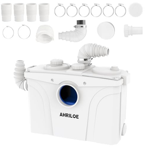 900W Macerator Pump, Macerator Toilet System with 2 Outlet/5 Inlets, Sewage Pump for Basement, Sink, Toilet, Laundry, Kitchen