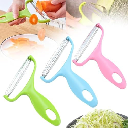 3 Pcs Germany Universal Stainless Steel Vegetable Peeler, Cabbage Shredder Lettuce Shredder Veggie Peeler, Wide Mouth Peeler with Non-Slip Comfortable Handle