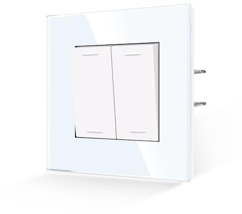 JIMEIDA Lichtschalter Unterputz Glas Platte Weiß 2 Fach 1 Weg Taste Schalter Wandschalter Kristall Kippschalter 10 Amp,250 V