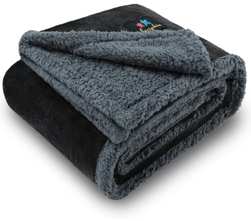 luciphia Coperta Impermeabile per Cani, Lavabile Coperta per Cani Gatti, Anti-Pipì di Grandi Dimensioni, Protezione del Divano in Pile Sherpa per Cani Grigio XL (145 * 216cm)