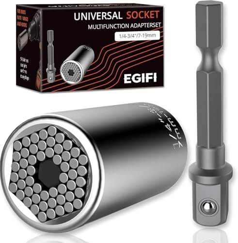 Gifts for Him, Universal Socket Tools, Super Socket Mechanic Tool, Nut Driver Unscrew Anything, Cool Birthday Gadgets for Men, Dad Boyfriend, 2 PCS, Silver