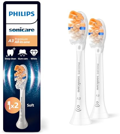 Philips Sonicare A3 Premium All-in-One Original Ersatzbürstenköpfe, Weiß, 2er-Pack, HX9092/87
