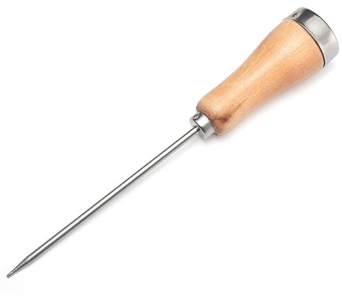 Eiszerkleinerer mit Holzgriff, 21,6 cm, silberfarbener Edelstahl-Eispickel zum Eisbrechen zu Hause und in der Bar (1 Stück)