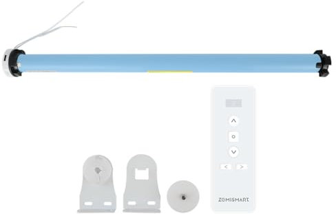 YoumiAi Rechargable 38 mm Roller Zigbee Blinds Motor,Solar-power Motorized 7 KG Electric Tubular Shutter Shade,Timer/Voice,Homekit Control via ZMHK01/M1 Hub,Tuya Zigbee Hub Need(with 1way Remote)