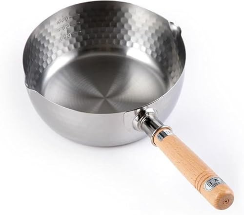 Yukihira Saucepan - 20cm Traditional Japanese Stainless Steel Saucepan with Wooden Handle, Ideal for Milk, Soups, and Sauces
