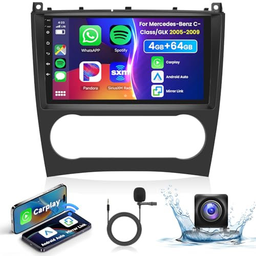 4G 64G Podofo 9 Autoradio Bluetooth Für Mercedes Benz Class C/GLK W203 W209 C180 C200 C203 C209 A209 2004-2011 Carplay Android Auto,WiFi GPS Navi HiFi/RDS/FM DSP,1280 * 720,AHD Rückfahrkamera