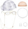 Nujvnuj Cosplay Großmutter-Perlen-Set, bestehend aus Perlenhalskette, Armband, Ohrringen, Haarnetz, Perücke und Brille
