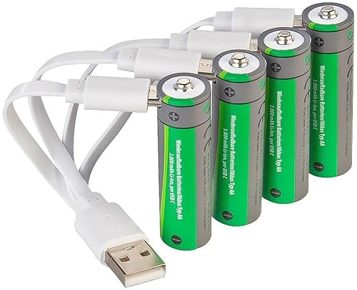tka Köbele Akkutechnik batterie Ricaricabili: Set da 4 batterie Ricaricabili, Alta capacità, 2.000 mAh (Batteria USB c, accumulatore AA USB, RC)