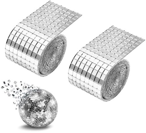 3200 Stück Spiegel Mosaik Fliesen Disco Kugel, Selbstklebende Mini Spiegel, 5x5 mm Mosaik Spiegelfliesen Aufkleber Glas für Disco Tiles DIY Handwerk Bad Küche Hotel Wohnzimmer Wandtattoos