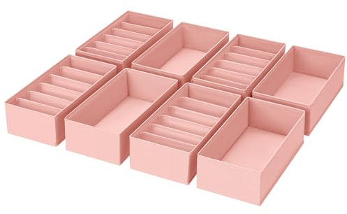 DIMJ Schubladen Organizer Schrank Organizer - 8er Set Unterwäsche Organizer, 30 x 15 x 9 cm Ordnungssystem für Pax Organizer, Kinderkleidung, Socken, Wickelutensilien, Rosa