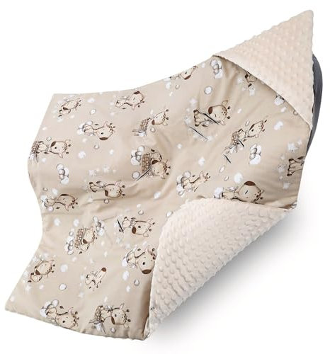 Einschlagdecke Babyschale Baby Decke 90x90 cm - Fußsack Blanket für Kinderwagen und Autositz Ganzjahres für Neugeborenen und Kleinkinder Einschlagsdecken für 3 und 5 Punkt Gurt Minky Oeko-Tex