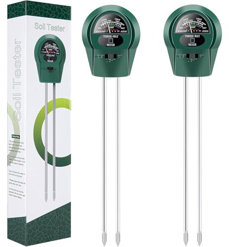 Wealrotn Soil Moisture Meter 3 in 1 PH Light for Plants, Soil Tester Plant Watering Indicator Testing Kit Great for Garden, House, Lawn, Farm, Indoor & Outdoor (2-Pack)