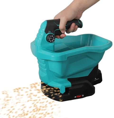 JOPWUE Portable Wireless Spreader for Ma-Kita~ 18V Battery, with 6 Levels Rotation Speed Adjustment, 8 Position Regulator, 3.3L, for Fertilizing, Sowing, Sprinkling Salt, Without Battery (Blue)