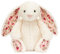 BOSSETY Peluche Lapin - Copains Câlins - Blanc Oreilles de Fraise - 22 Cm - Idée Cadeau de Naissance et Anniversaire Fille et Garçon