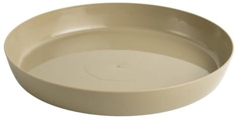 Premium Glossy Flower Pot Saucer – Water-Resistant Plant Trays to Protect Furniture & Floors – Multiple Sizes & Colors for Indoor & Outdoor Plants (Beige, 13cm)