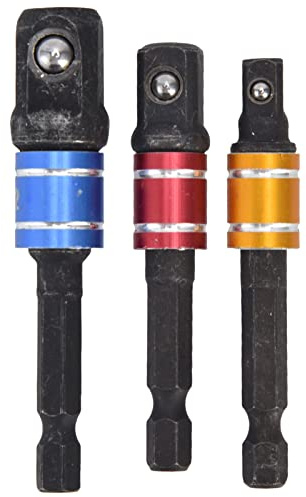 Socket Adapter 1 / 4in Hex Shank | 3PCS Square Head Extension Bit Set | Shock Ready for Drill/Screwdriver/Wrench | Chrome Alloy Steel