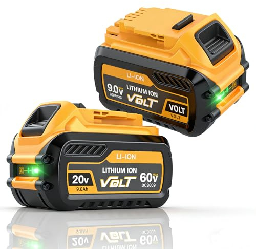 2 X 20V/60V 9000mAh FlexVolt XR Akku für Dewalt DCB609 DCB606 DCB612 DCB184 DCB546 DCB200 DCB201 DCB182 kompatibel mit 18 V kabellosen Elektrowerkzeugen 9,0Ah Lithium-Ionen-Akku mit großer