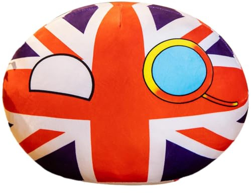 Countryballs Pluşhies - 40cm Plush Country Ball | Plush Country Ball Doll Pillow Keychain Anime 2D National Flag Character Soft PlushPP Cotton Collectible Gift Toy UK US JP EU