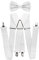 axy® Hochwertige Herren Hosenträger mit Fliege - 4 Starken Clips X-Form (Weiss (Hosenträger Breit 3,5cm))