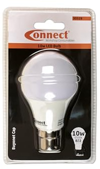 Connect 30528 10W LED Bulb 6500K B22 Bayonet Fitting Cold White 1pc