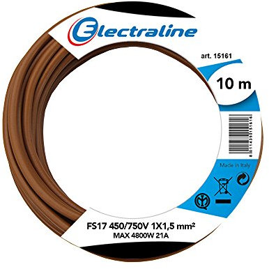 Electraline 13081 Cable unipolar FS17, sección 1 x 1.5 mm², Marrón, 10 m