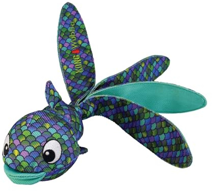 KONG Wubba Finz - Dog Toy for Tug of War & Fetch - Dog Supplies for Puppy & Dog Playtime - Outdoor & Indoor Dog Toy (Blue, Small)