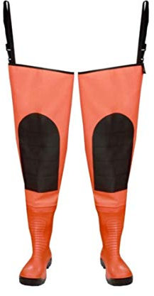 Watstiefel S5 Anglerhose Teichhose Angelhose Wathose mit Stiefel orange gelb Gr. 40-48 (45, orange)