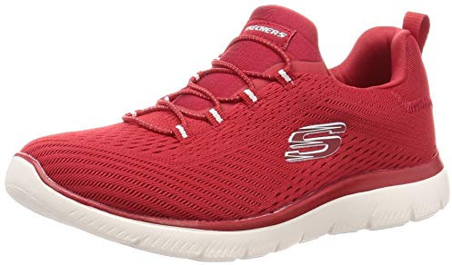 Skechers Damen Summits Fast Attraction Sneakers, Red Mesh White Trim, 40 EU