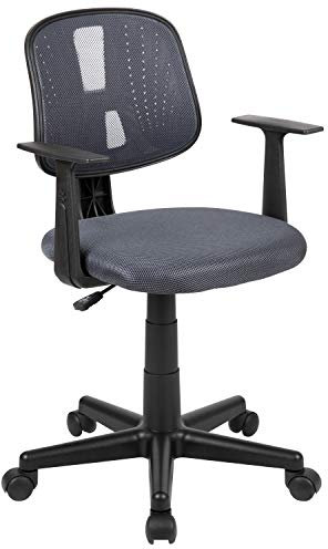 Flash Furniture Flash Fundamentals Bürostuhl mit mittelhoher Rückenlehne, Netzstoff, drehbar, Rückenlehne und Armlehnen, Grau