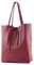modamoda de T163 Damen Leder Shopper Schultertasche Large mit Innentasche handmade in Italy, Farbe:Purpurrot