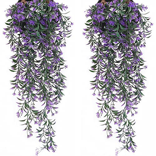 LOVENIMEN Künstliche lila Rebe, hängende Efeu-Kunststoffpflanzen, 4 Stück, künstliche Trauerweide, Rattan-Weidenzweige für drinnen und draußen, Garten, Zuhause, Dschungel, Party, Weihnachtsdekoration