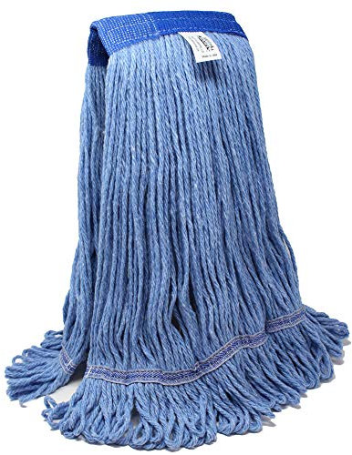 Turkey Creek Essentials Mop Heads Commercial Grade USA Made Looped End Heavy Duty Large Mop Head of Blue 4-Ply Synthetic Yarn Industrial Wet Mop Head Replacement and String Mop Refills (1, Large)