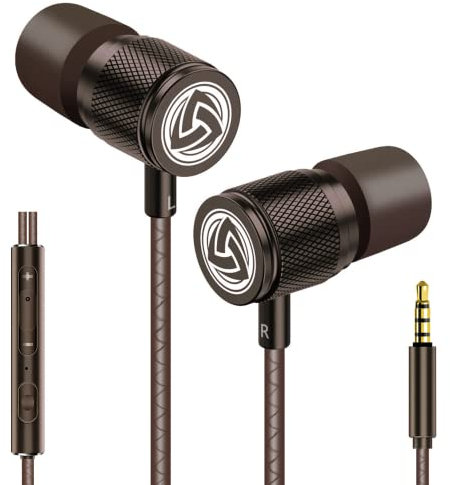 Ludos Ultra Auriculares In Ear con Cable y Microfono, Nueva Espuma Viscoelástica, Cable Duradero, Graves, Earphones para para iPhone, iPad, Samsung, Mi, Xiaomi, Huawei, Gaming, Deportivos, Ordenador