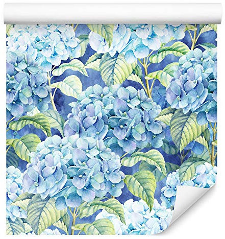 Muralo Tapete 10m Rolle Vlies Tapete Natur Pflanzen Flora Blumen Blüten Hortensien Vliestapete 1000 x 53cm Wand Tapete Wohnzimmer Schlafzimmer Moderne Wanddeko Wand Dekoration