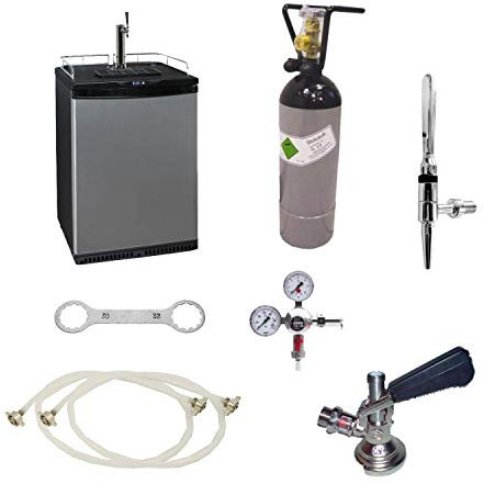 ich-zapfe Komplettset Zapfanlage für Cold Brew Coffee - 50L Fasskühlschrank & Stickstoff-Zapfsystem, Zapfkopf:Flach