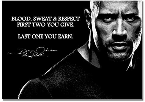 Dwayne Kopie der Unterschrift #1 A3 ungerahmt Johnson The Rock Schauspieler Wrestler Sport inspirierendes Zitat Poster Motivationsfoto Be Strong Bild