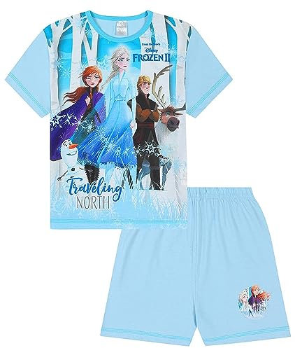 Disney Pigiama corto da bambina Frozen Travelling North, Blu, 3-4 Anni