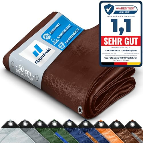 Lona de Lona | Lona de protección | Lona de protección | Lona de Barco | Base para Tienda de campaña para Camping y Exterior | jardín | Lona Impermeable con Ojales (2 x 3 m (80 g/m²), marrón)