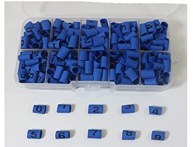 Plastic box heat shrink tubing cable marker label Wire Number 0 to 9 1-16mm 8 Colore PVC insulation shrink ratio 2:1-China,blue color,3.0mm