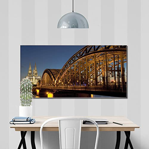 banjado® Glas Bild 100x50cm mit Motiv Köln als Wandbild für Wohnzimmer/Küche/Büro - Wohnzimmer Bild aus ESG Sicherheitsglas kratzfest mit geschliffenen Kanten - Glasbild groß als Wand Bild