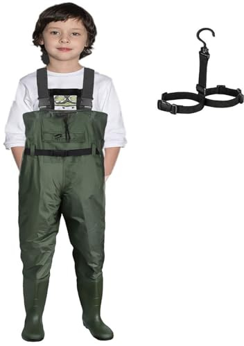Croch Wathose für Kinder wasserdicht mit Gummi Stiefel ideale Angelhose und Watthose Kinderwathose