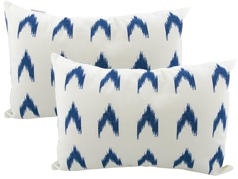 TRESMESTRES Fundas de Cojines para Cama Decorativos - Estilo Mediterráneo, Colorido, Ikat - Cubiertas de Cojines Decorativas para Cama - Funda de Cojín 30x50 cm - Set de 2, Azul