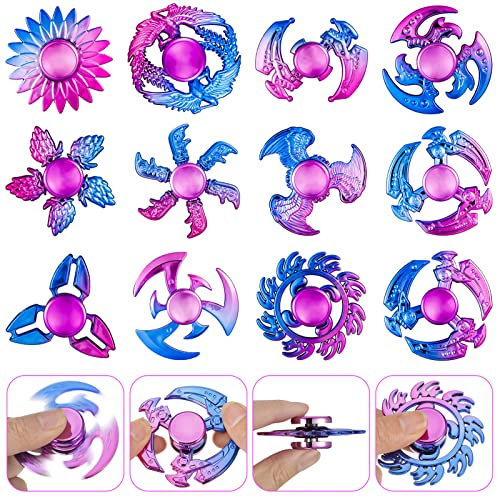 Fuyamp Set di 12 giocattoli fidget pack, giocattoli palmari, fidget spinner sensoriali, gadget da scrivania per dito, giocattolo antistress, regalo anti-ansia