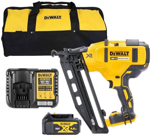 DeWalt DCN660N 18V Brushless Second Fix Nailer with 1 x 4.0Ah Battery Charger & 24 Bag