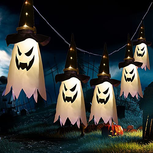 R-T-Z Shop Halloween-Dekoration LED-Blinklicht Glühende Zauberer-Geist-Hut-Laterne