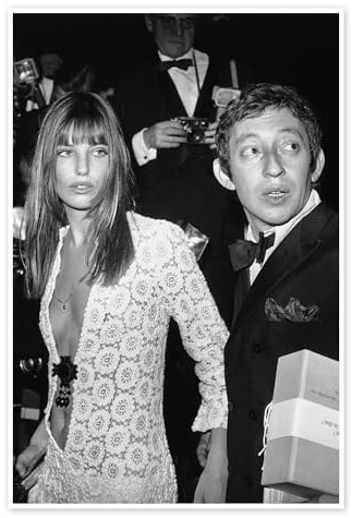 Jane Birkin und Serge Gainsbourg Poster 100 x 150 cm | Vintage 1960er Retro Wandbild Cinematisch Schwarzweiß Paparazzi Porträt Filmstar Sängerin Schauspieler Kino