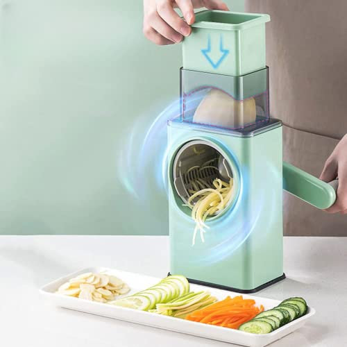 TONIJAWES Affettatrice di verdure Tritatutto Grattugia a tamburo verde con manovella tritatutto grattugia verdure taglierina carote taglierina grattugia patate