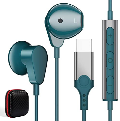 Cuffie USB C per iPhone 16e 15 Pro Max Samsung S25 S24 A35 A55 A56 A34,Auricolari USB C In-Ear HiFi Stereo Cuffie In-Ear con microfono e controllo del volume per Xiaomi 15 14T 13 Pixel 9 8a OnePlus 13